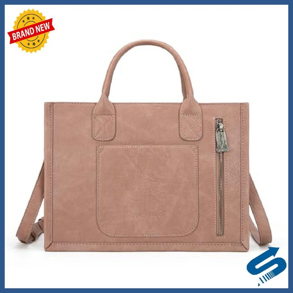 Genuine Leather Tote Bag with Detachable Crossbody Strap & Wallet Set - Picture 4 of 8
